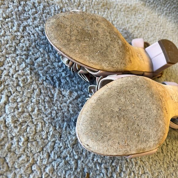 LK Bennett Sandals Women US 6 EU 37 Pink Floral Leather Ankle Strap Marshmellow - Picture 8 of 11